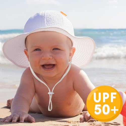 HONGTEYA Baby Sun Hat for Toddler Girl UPF 50+ Sun Protection Outdoor Summer Hat Adjustable Wide Brim