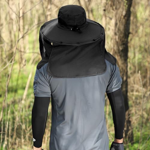 HUAMULAN UPF 50+ Men & Women Large Brim Sun Hat with Neck Flap for Hiking Fishing Safari Quick Dry