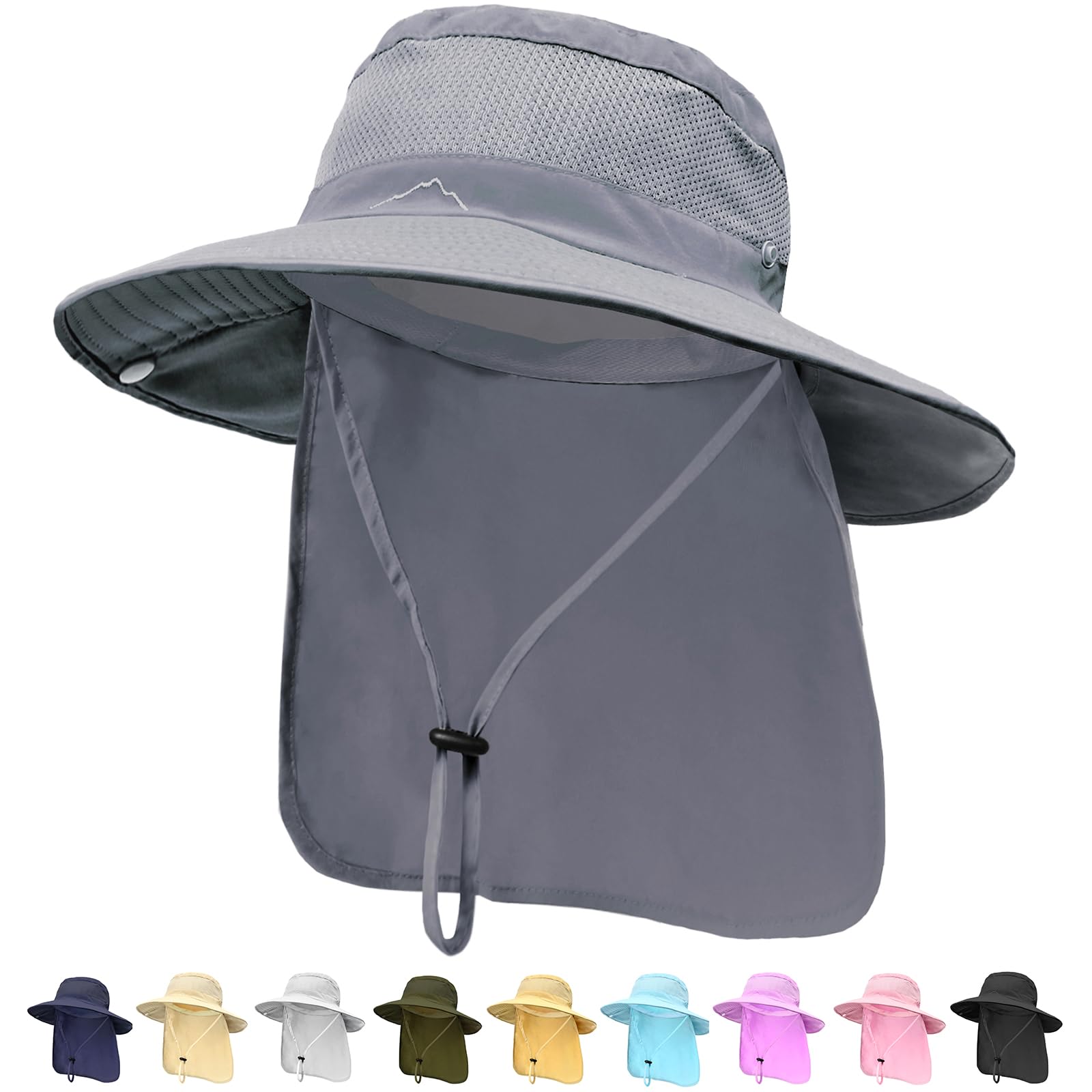ZOORON UPF 50+ Sun Hats for Men Women Waterproof Fishing Bucket Hats with Neck Flap