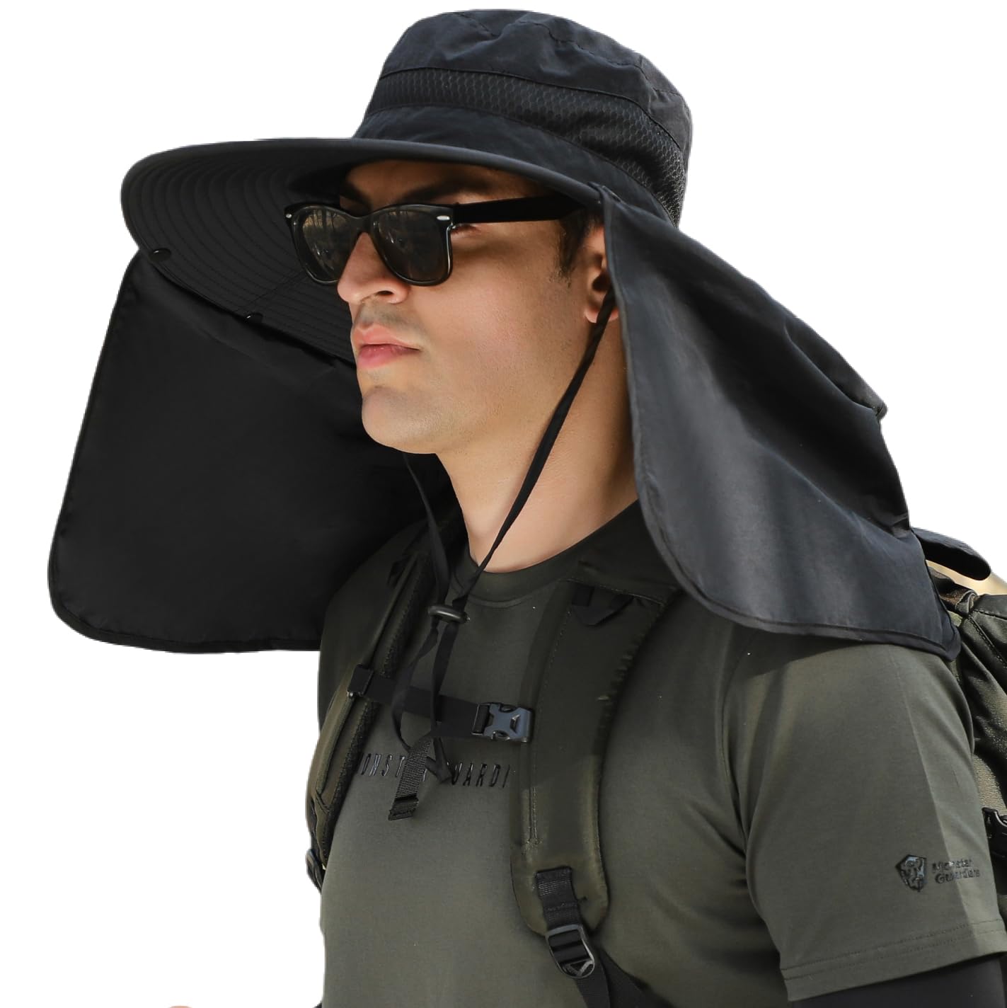 HUAMULAN UPF 50+ Men & Women Large Brim Sun Hat with Neck Flap for Hiking Fishing Safari Quick Dry