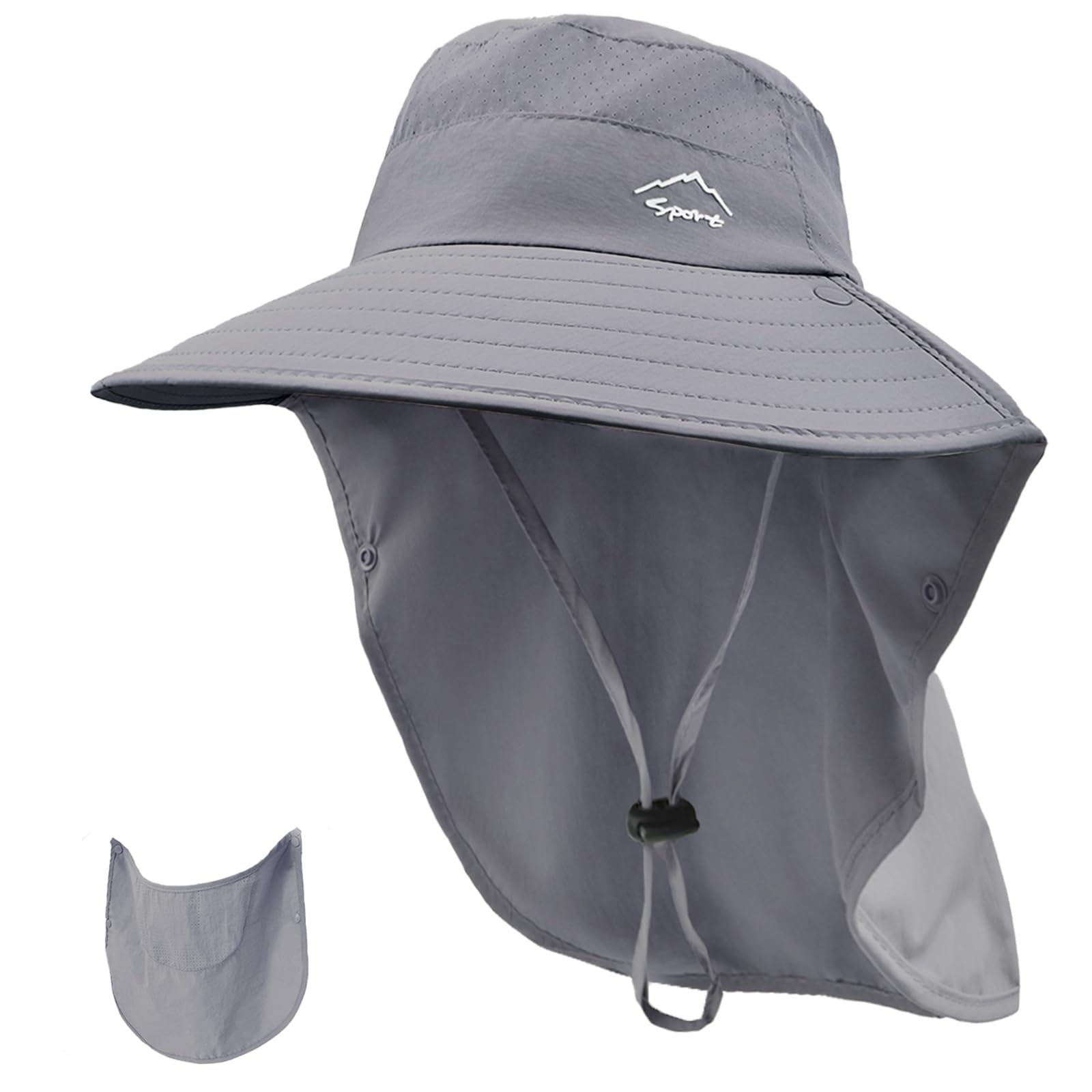 Rosoz UPF50+ Wide Brim Sun Hat for Men and Women with Neck Flap and Detachable Face Cover