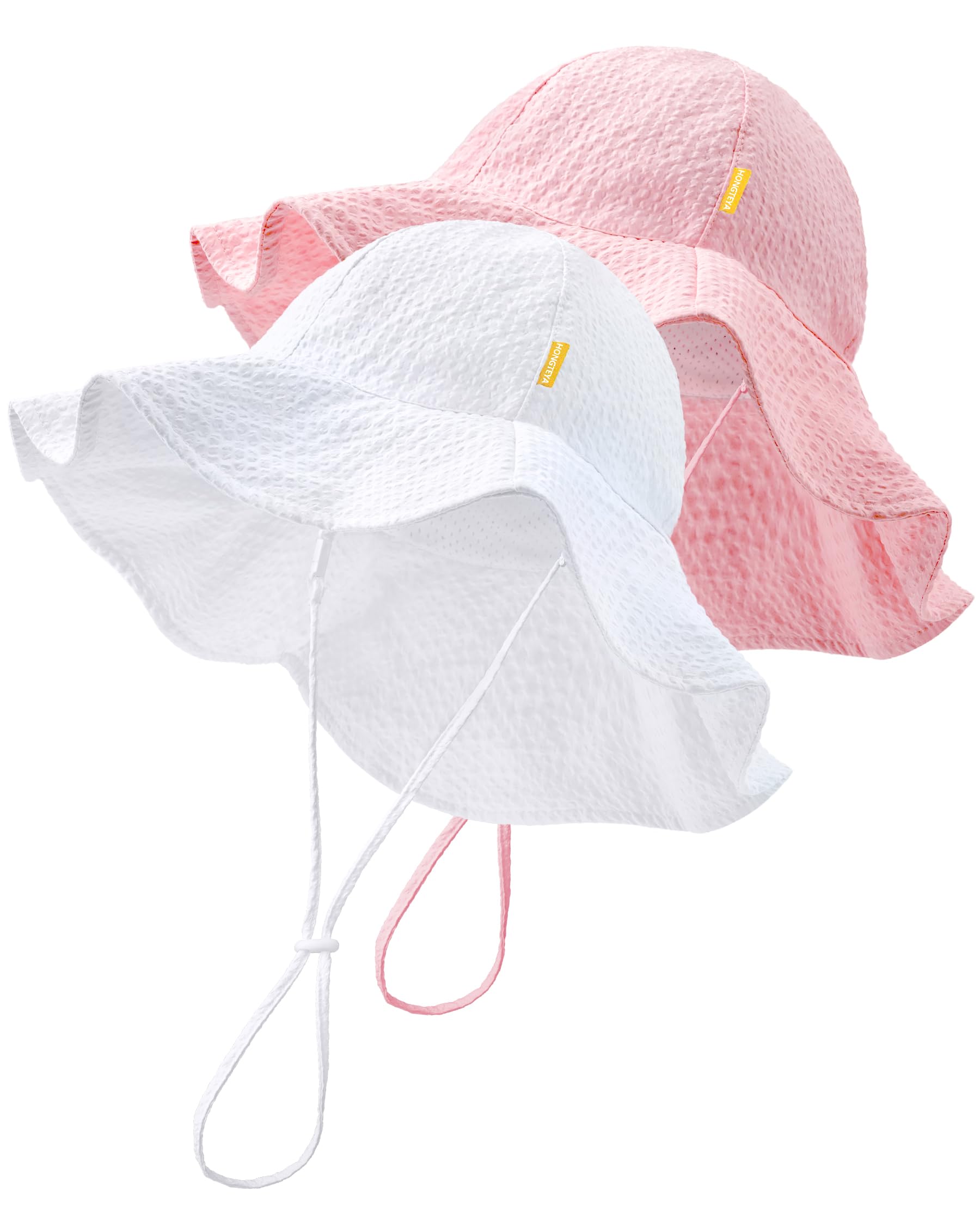 HONGTEYA Baby Sun Hat for Toddler Girl UPF 50+ Sun Protection Outdoor Summer Hat Adjustable Wide Brim