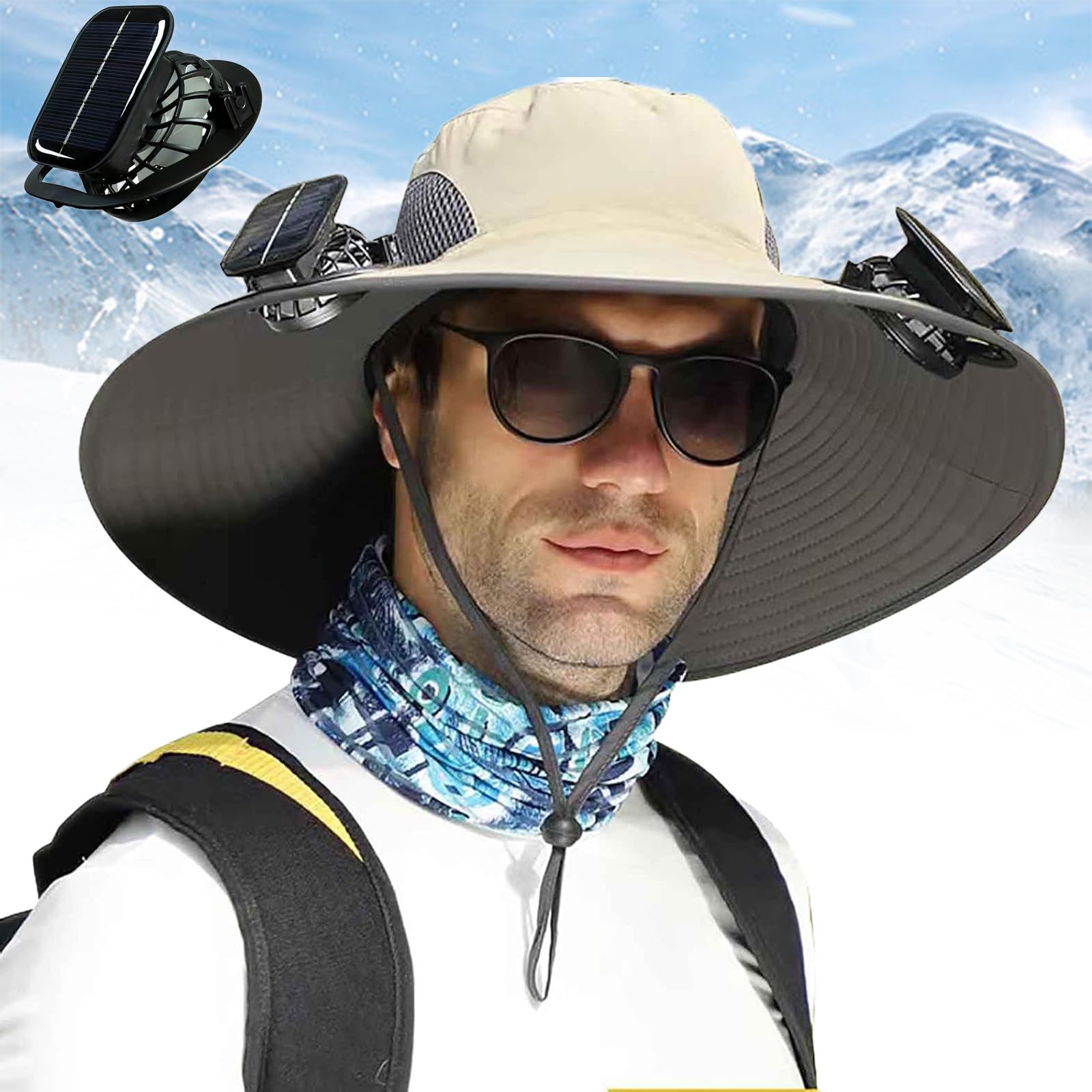Solar Fan Hat, USB Powered Sun Hat with 2 Fans, Adjustable Angle, for Men and Women Fishing and Beach (US, Alpha, One Si